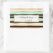 Sticker Rectangulaire Moderne Pink Gold Aqua Turquoise Stripes Motif (Sac)