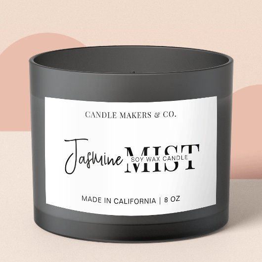 Sticker Rectangulaire Moderne Script Professional Bougie noir blanc