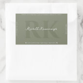 Sticker Rectangulaire Moderne Simple Monogramme Sage Vert (Sac)