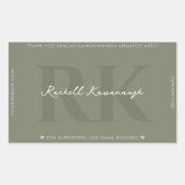 Sticker Rectangulaire Moderne Simple Monogramme Sage Vert (Devant)