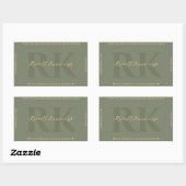 Sticker Rectangulaire Moderne Simple Monogramme Sage Vert (Feuille)