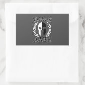 Sticker Rectangulaire Molon Labe Casque spartiate Laurels Charbon (Sac)