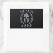 Sticker Rectangulaire Molon Labe Laurels, guerrier spartiate (Sac)