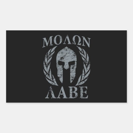 Sticker Rectangulaire Molon Labe Laurels, guerrier spartiate (Devant)