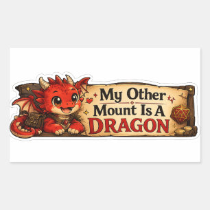 Sticker Rectangulaire Mon Autre Monture Est Un Dragon Bébé Dragon Mignon