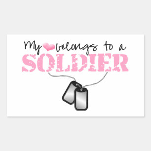 Sticker Rectangulaire Mon Coeur Appartient À Un Soldat