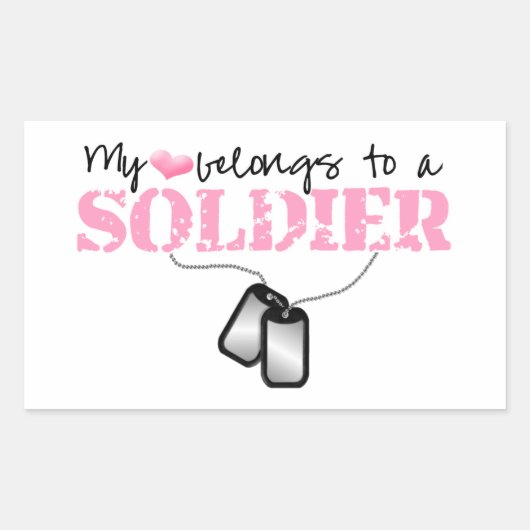 Sticker Rectangulaire Mon Coeur Appartient À Un Soldat (Devant)