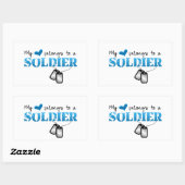 Sticker Rectangulaire Mon Coeur Appartient À Un Soldat (Feuille)