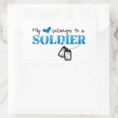 Sticker Rectangulaire Mon Coeur Appartient À Un Soldat (Sac)