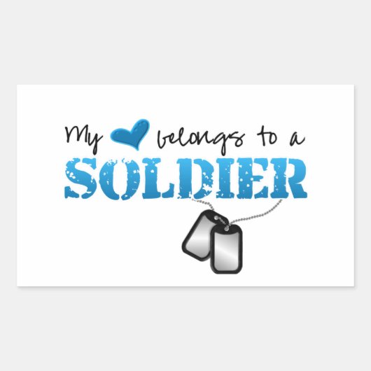 Sticker Rectangulaire Mon Coeur Appartient À Un Soldat (Devant)