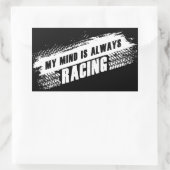Sticker Rectangulaire Mon esprit est toujours la course automobile pour  (Sac)