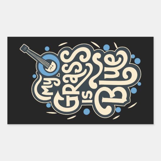 Sticker Rectangulaire Mon Herbe Est Bleu Bluegrass Musique Folle (Devant)