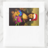 Sticker Rectangulaire Mona Lisa Arrive Comme Père Noël (Sac)