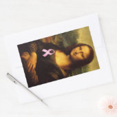 Sticker Rectangulaire Mona Lisa Au Ruban Rose (Enveloppe)