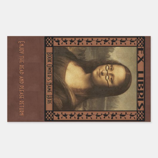 Sticker Rectangulaire Mona Lisa dans les lunettes de lecture (personnali (Devant)