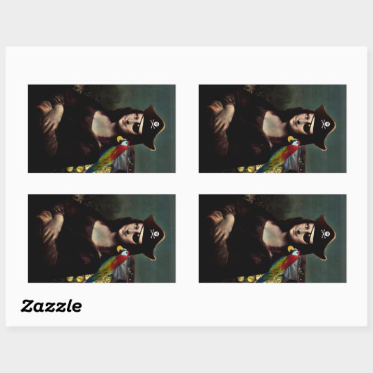 Sticker Rectangulaire Mona Lisa pirate avec cache-œil (Feuille)