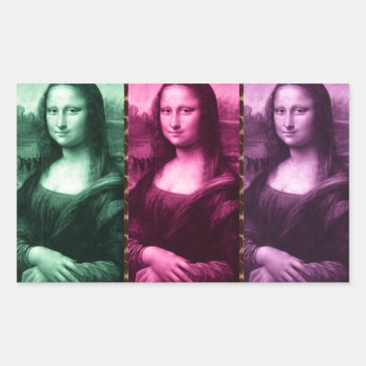 Sticker Rectangulaire Mona Lisa Poster de animal rose rose violet (Devant)