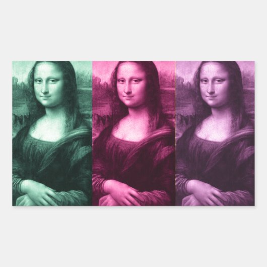 Sticker Rectangulaire Mona Lisa Rose vert violet (Devant)