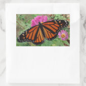Sticker Rectangulaire Monarque avec ailes sur Pink Zinnia (Sac)
