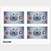 Sticker Rectangulaire Mondes Aliens Cosmiques (Feuille)