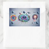 Sticker Rectangulaire Mondes Aliens Cosmiques (Sac)