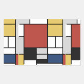 Sticker Rectangulaire Mondrian Peinture Rouge Plane Jaune Noir Gris Bleu (Devant)