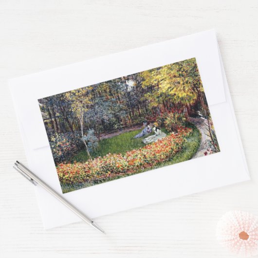 Sticker Rectangulaire Monet - Dans le jardin, (Enveloppe)