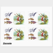 STICKER RECTANGULAIRE MONOGRAM DE LA PÊCHE M. PELICAN (Feuille)