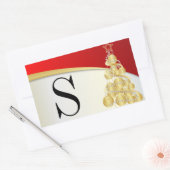 Sticker Rectangulaire Monogram Gold & Red Merry Christmas (Enveloppe)