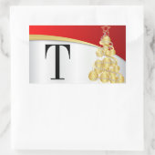 Sticker Rectangulaire Monogram Gold & Red Merry Christmas (Sac)