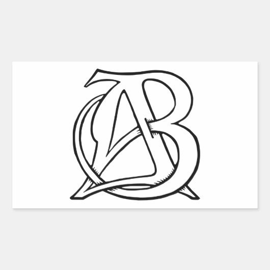 Sticker Rectangulaire Monogramme AB (Devant)
