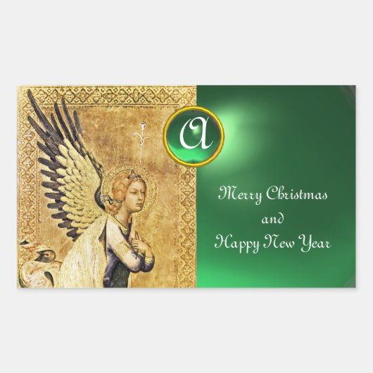 Sticker Rectangulaire MONOGRAMME ANGEL ANNONCE, Jade verte (Devant)