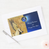 Sticker Rectangulaire MONOGRAMME ANGEL ANNONCE, Sapphire Bleu (Enveloppe)