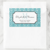 Sticker Rectangulaire Monogramme bleu damas cadre de la ville sac cadeau (Sac)