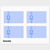 Sticker Rectangulaire Monogramme bleu initial (Feuille)