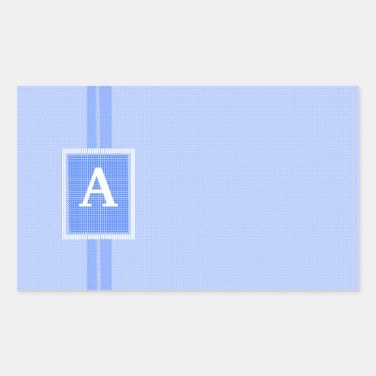 Sticker Rectangulaire Monogramme bleu initial (Devant)