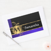 Sticker Rectangulaire Monogramme bleu noir et or (Enveloppe)