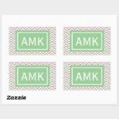 Sticker Rectangulaire Monogramme Chevron Spring (Feuille)