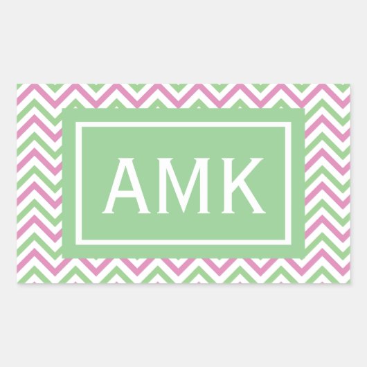 Sticker Rectangulaire Monogramme Chevron Spring (Devant)