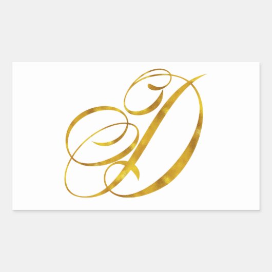 Sticker Rectangulaire Monogramme D Faux Gold Foil Monogrammes Initiaux (Devant)