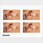 STICKER RECTANGULAIRE MONOGRAMME DE CHEVAL ROUGE (Feuille)