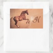 STICKER RECTANGULAIRE MONOGRAMME DE CHEVAL ROUGE (Sac)