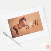 STICKER RECTANGULAIRE MONOGRAMME DE CHEVAL ROUGE (Enveloppe)