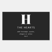 Sticker Rectangulaire Monogramme de nom et message moderne éditable | No (Devant)