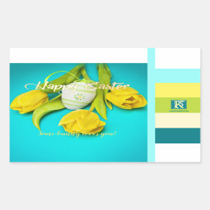 Sticker Rectangulaire Monogramme de photos de Pâques colorées