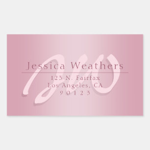 Sticker Rectangulaire Monogramme d'écriture élégant Adresse de retour om