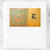 Sticker Rectangulaire MONOGRAMME D'ÉTOILE DU MATIN, jaune antique, marro (Sac)