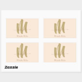 Sticker Rectangulaire monogramme d'or moderne beige (Feuille)