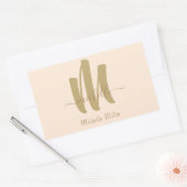Sticker Rectangulaire monogramme d'or moderne beige (Enveloppe)