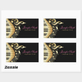 Sticker Rectangulaire Monogramme Élégant Noir Et Or Notes De Musique Des (Feuille)